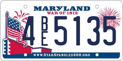 MD license plate 4BE5135