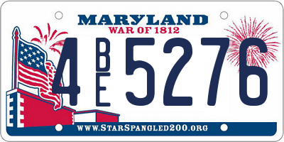 MD license plate 4BE5276