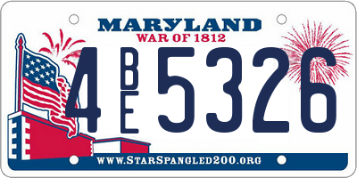 MD license plate 4BE5326