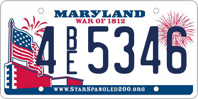 MD license plate 4BE5346