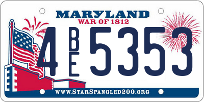 MD license plate 4BE5353