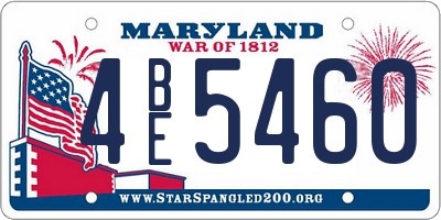 MD license plate 4BE5460