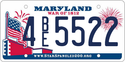 MD license plate 4BE5522