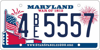 MD license plate 4BE5557