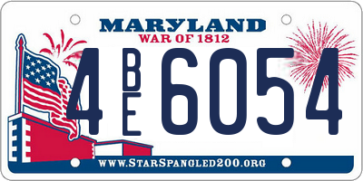 MD license plate 4BE6054