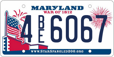 MD license plate 4BE6067