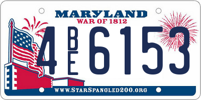 MD license plate 4BE6153