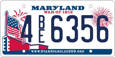 MD license plate 4BE6356