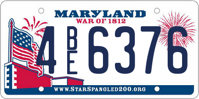 MD license plate 4BE6376