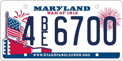 MD license plate 4BE6700