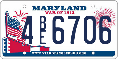 MD license plate 4BE6706