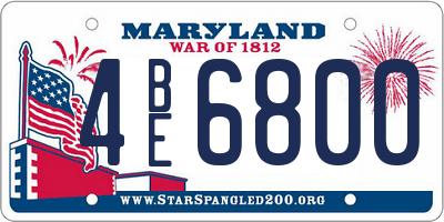 MD license plate 4BE6800