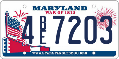 MD license plate 4BE7203