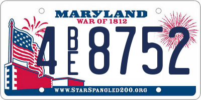 MD license plate 4BE8752