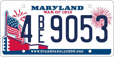 MD license plate 4BE9053