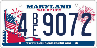 MD license plate 4BE9072