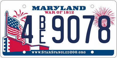 MD license plate 4BE9078