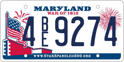 MD license plate 4BE9274