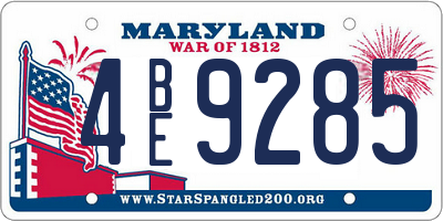 MD license plate 4BE9285