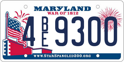 MD license plate 4BE9300