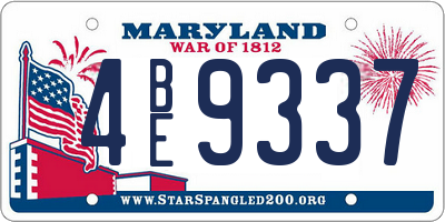 MD license plate 4BE9337