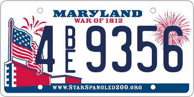 MD license plate 4BE9356