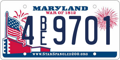 MD license plate 4BE9701