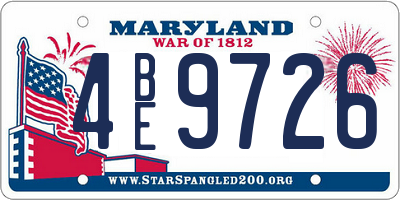 MD license plate 4BE9726