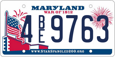 MD license plate 4BE9763
