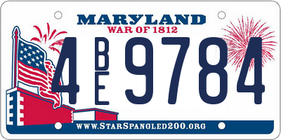MD license plate 4BE9784