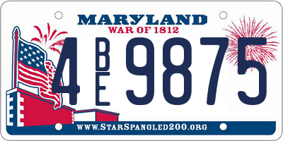 MD license plate 4BE9875
