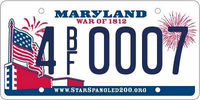 MD license plate 4BF0007