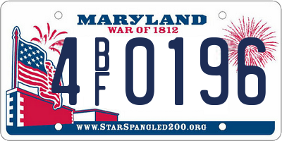 MD license plate 4BF0196