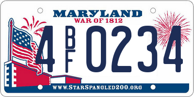 MD license plate 4BF0234