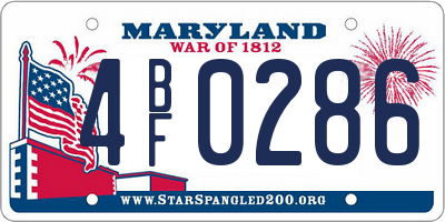 MD license plate 4BF0286