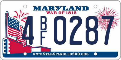MD license plate 4BF0287