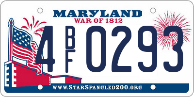 MD license plate 4BF0293