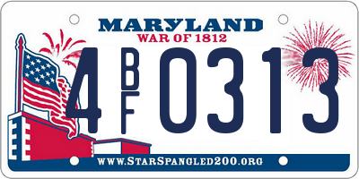 MD license plate 4BF0313
