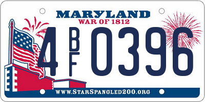 MD license plate 4BF0396