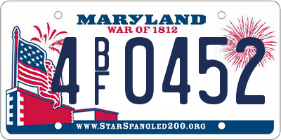 MD license plate 4BF0452