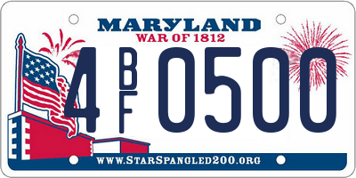 MD license plate 4BF0500