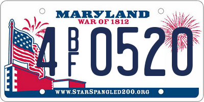 MD license plate 4BF0520