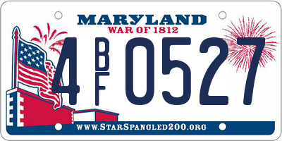 MD license plate 4BF0527
