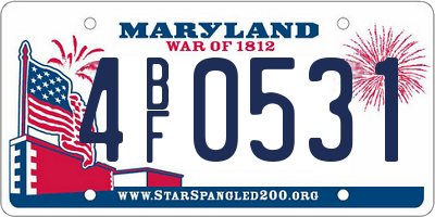 MD license plate 4BF0531
