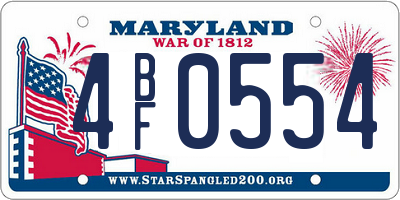MD license plate 4BF0554