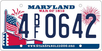 MD license plate 4BF0642