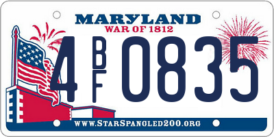 MD license plate 4BF0835