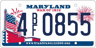 MD license plate 4BF0855