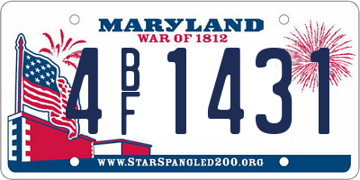 MD license plate 4BF1431