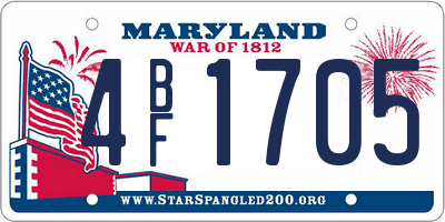 MD license plate 4BF1705